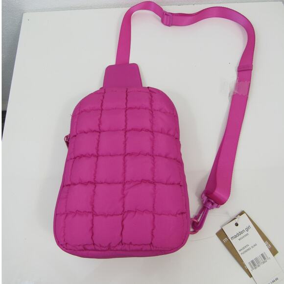 NWT Madden Girl Puckered Adjustable Crossbody Bag Hot Pink Magenta - Picture 1 of 8